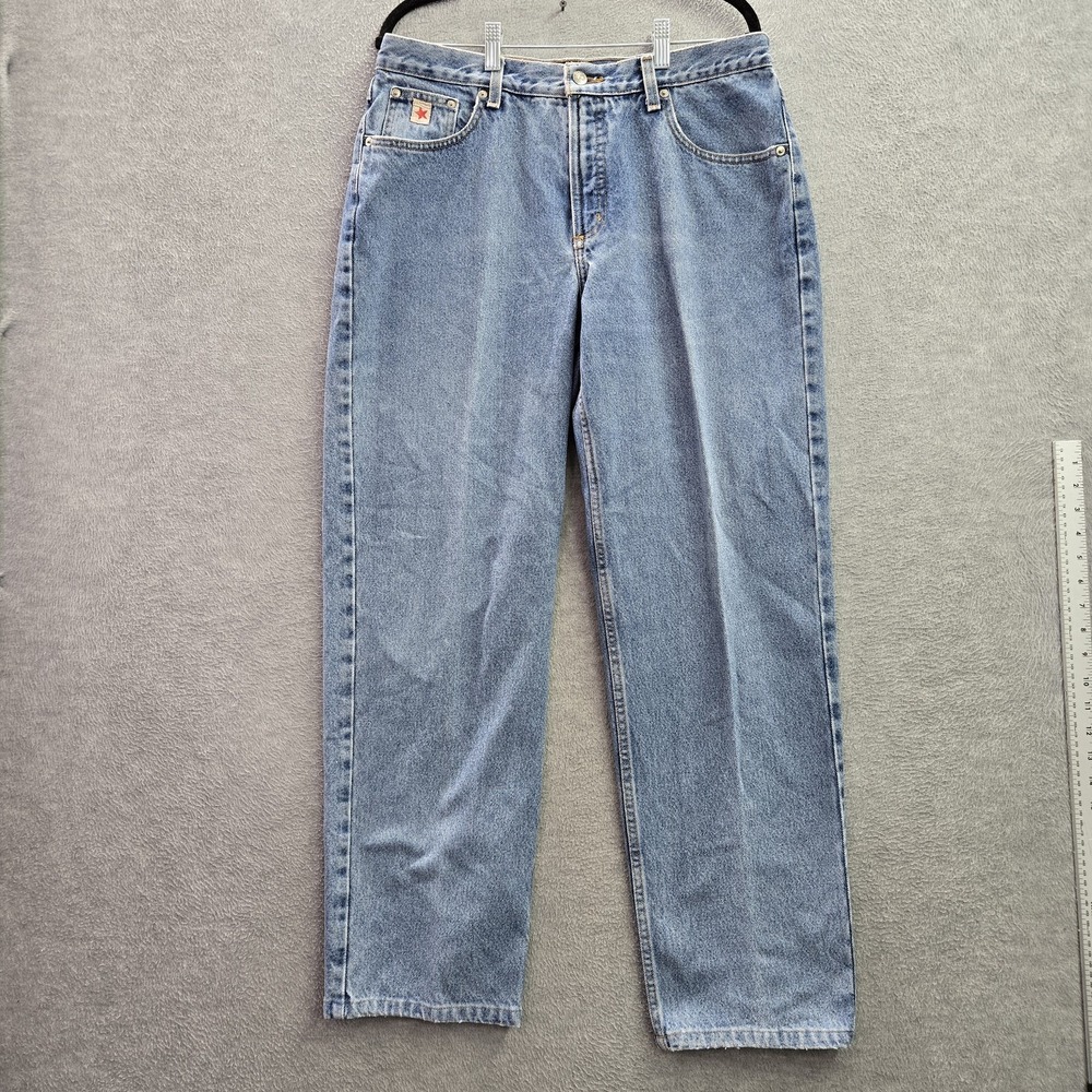 VINTAGE Rockies Women Jeans 15R Blue Denim Red Star Relaxed Logo 31" Inseam